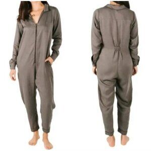 Smash + Tess Jumpsuit Womens S Gray Zip Coveralls Comfy Loungewear Tencel